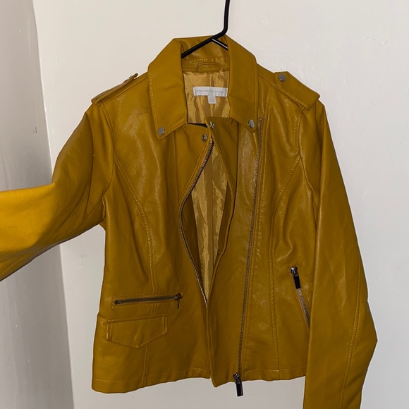 Ny&Co Leather Jacket In Mustard - Picture 3 of 6